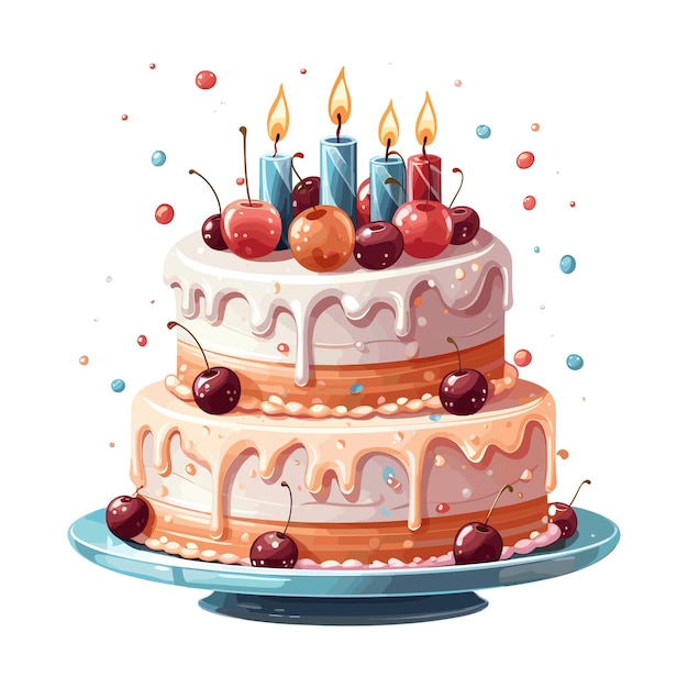 Birthday cake on white background vector illustration