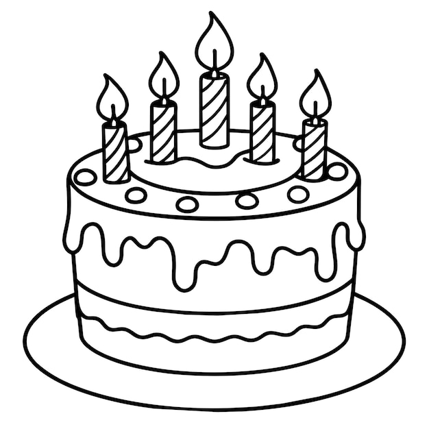 birthday cake with candles illustration isolated on white background