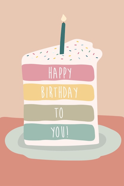 Vector birthday cake with candles illustration