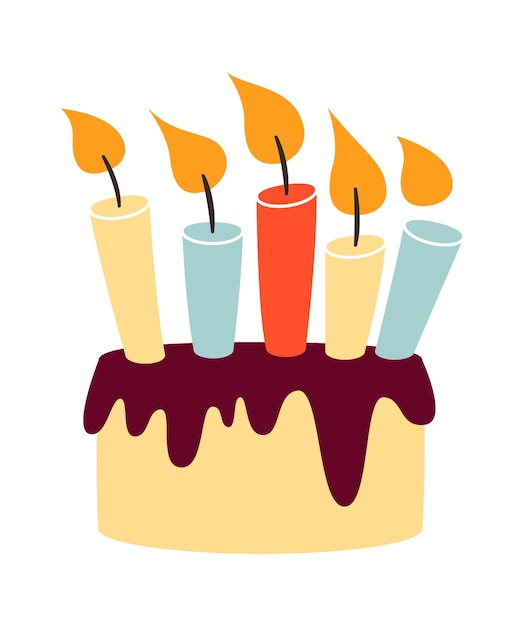 Vector birthday cake with candles