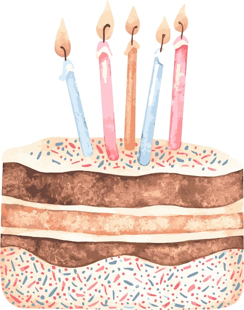 Vettore torta di compleanno con candeline