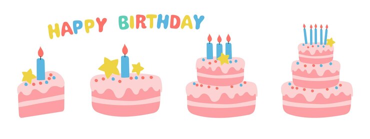 Vector 생일 케이크 세트 터 디자인 불과 함께 생일 케이스 컬렉션 터 일러스트레이션 파티