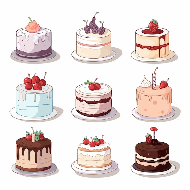 Vector birthday cakes