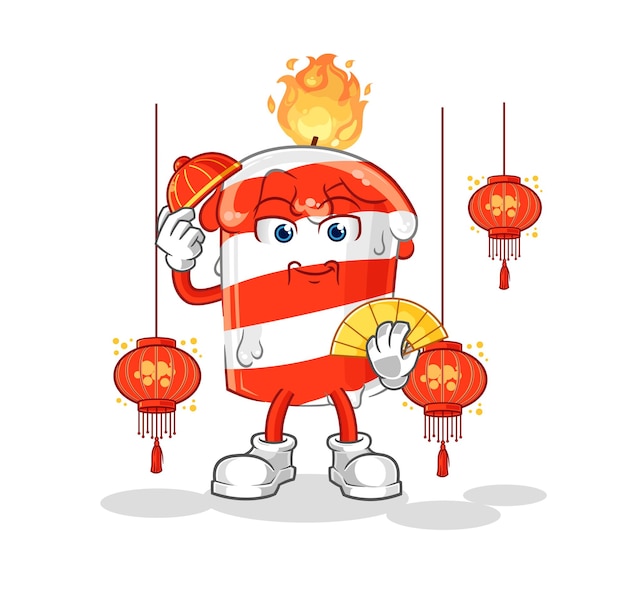 Birthday candle Chinese with lanterns illustration character vector