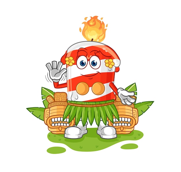 Birthday candle hawaiian waving character cartoon mascot vector