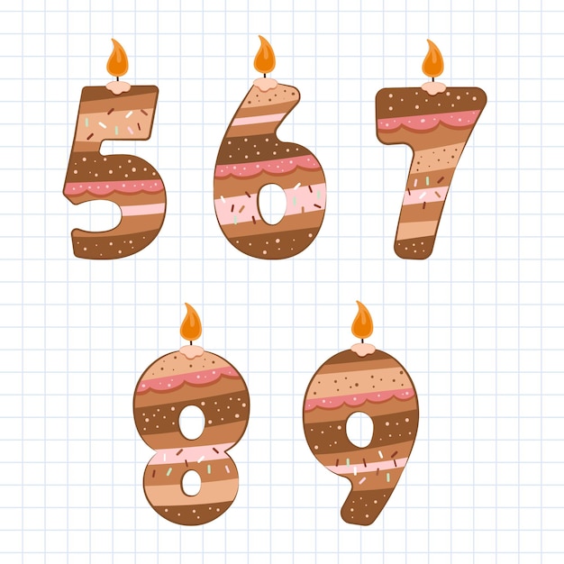 Birthday candle number Vector illustration Hand drawn doodle numbers