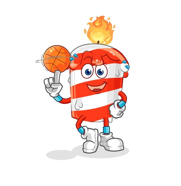 Birthday candle playing basket ball mascot cartoon vector