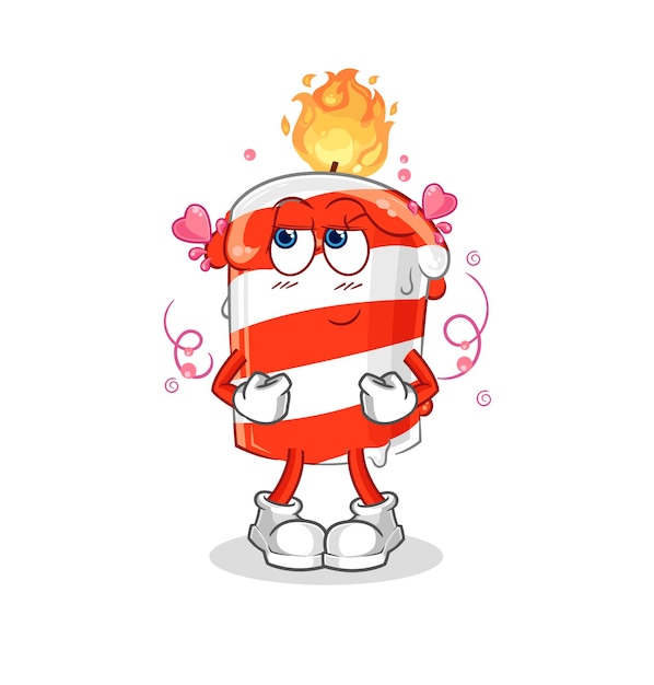 Birthday candle shy vector cartoon character