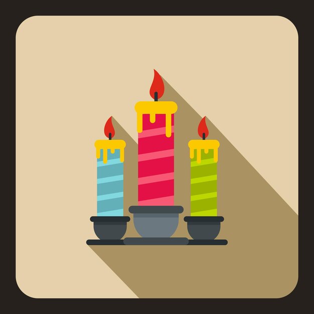 Birthday candles icon in flat style on a beige background vector illustration