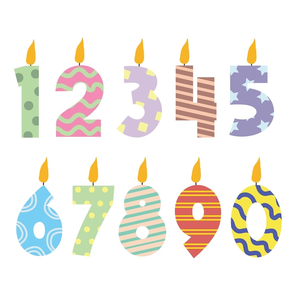 Vector birthday candles set