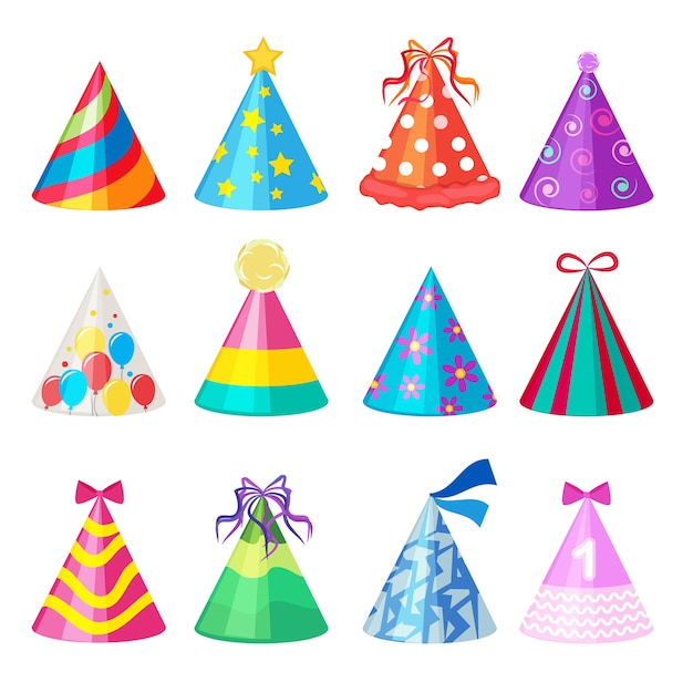 Tappi di compleanno. cartoon party decorazione celebrazione elemento colorato collezione di tappi