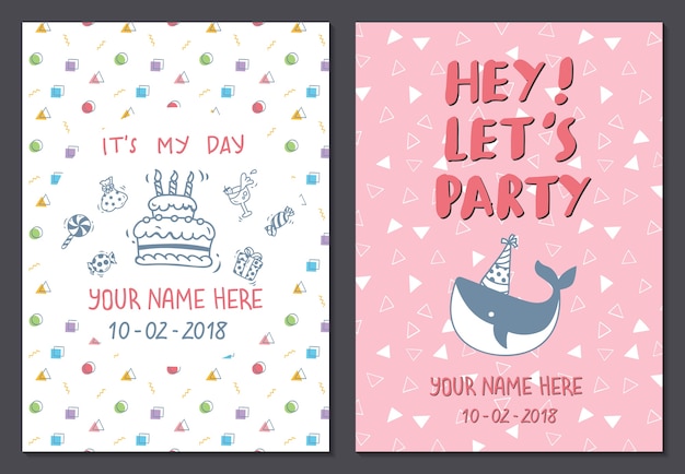 Vector birthday card design templates