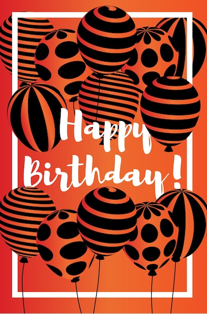 Vector birthday card template with 3d baloons