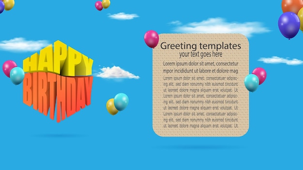 birthday card templates. celebration banner. 3d vector illustration