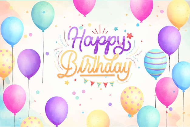 a birthday card with balloons and the words happy birthday on it