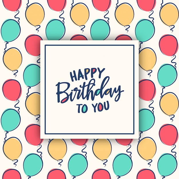 Vector birthday card  with colorful balloons pattern