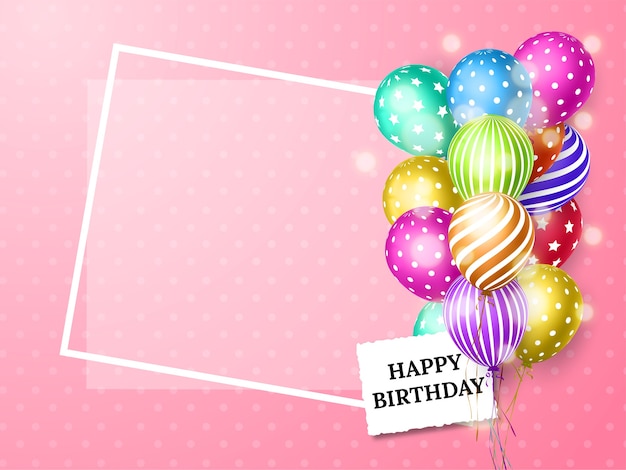 Birthday card with colorful balloons