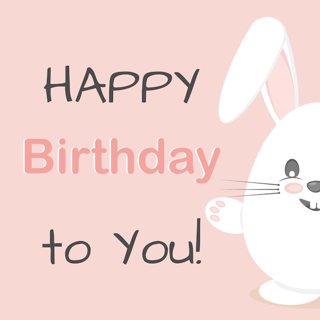 Vector birthday card with cute bunny