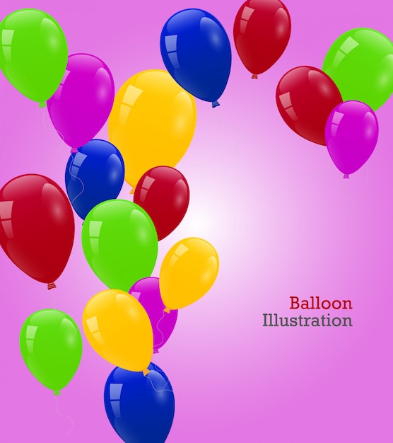 Carta di compleanno con palloncini colorati carini