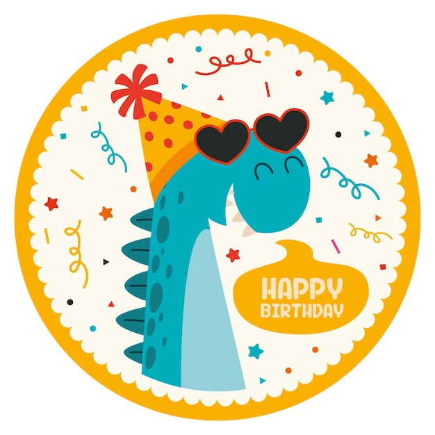 Birthday Card With Dinosaur Character