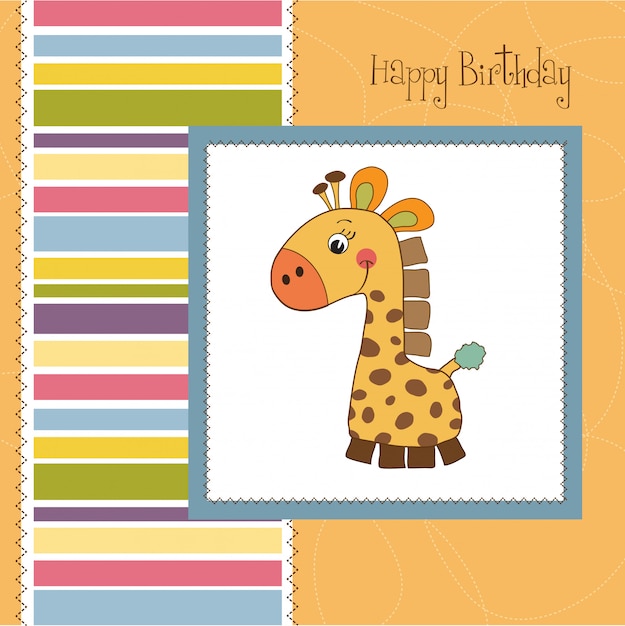 Birthday card with giraffe toy