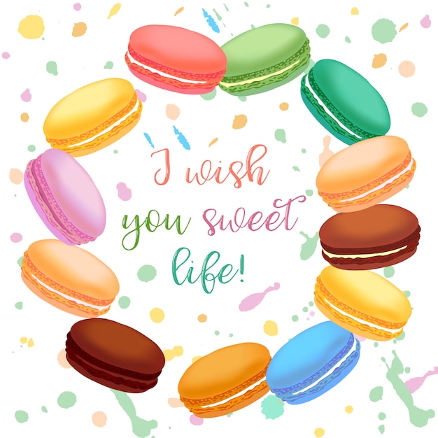 birthday card with macaroons.