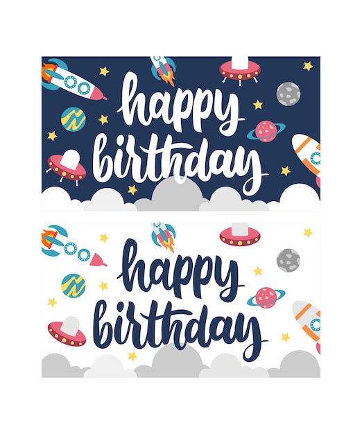 birthday card with space object 