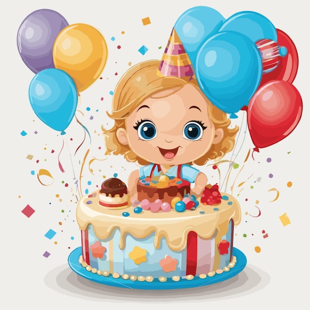 Birthday cartoon vector on a white background