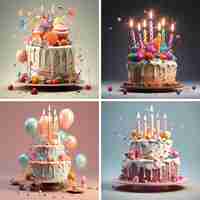 Вектор Праздновать день рождения вечеринка торт десерт еда сладкая свеча фон праздник счастливый запеченный вкусный глазурь