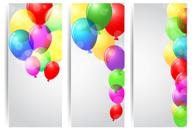 Vector birthday celebration banner with colorful balloons