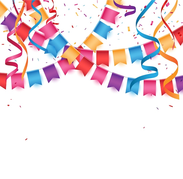 Vector birthday celebration banner with colorful bunting flags