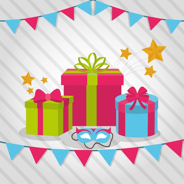 Vector birthday celebration elements cartoon concept