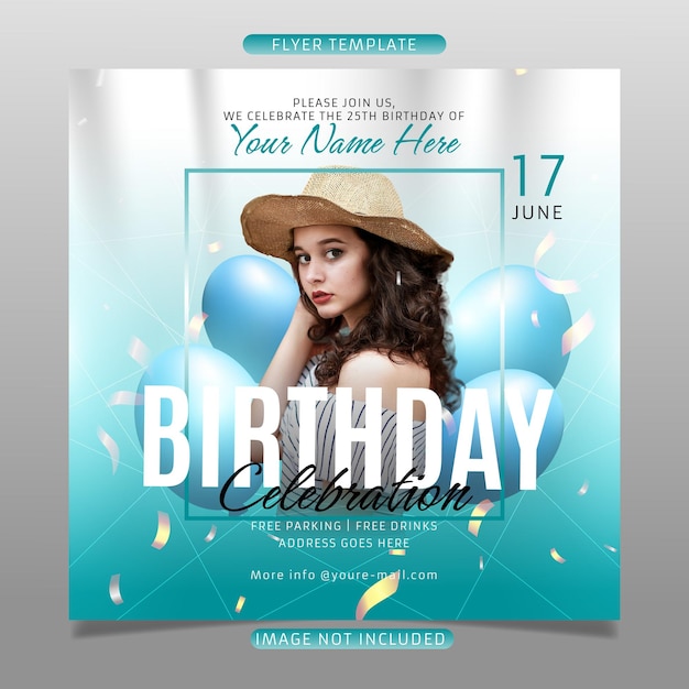 Vector birthday celebration flyer template