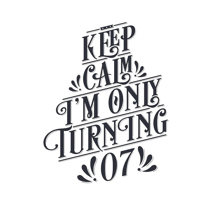 वेक्टर birthday celebration greetings lettering keep calm i am only turning 7
