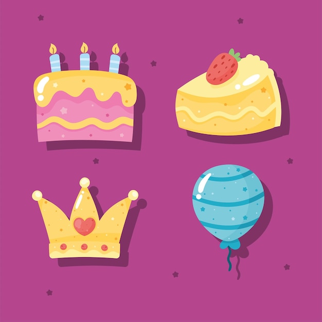 Vector birthday celebration party icons