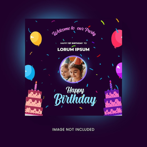 Birthday celebration party post design birthday post template