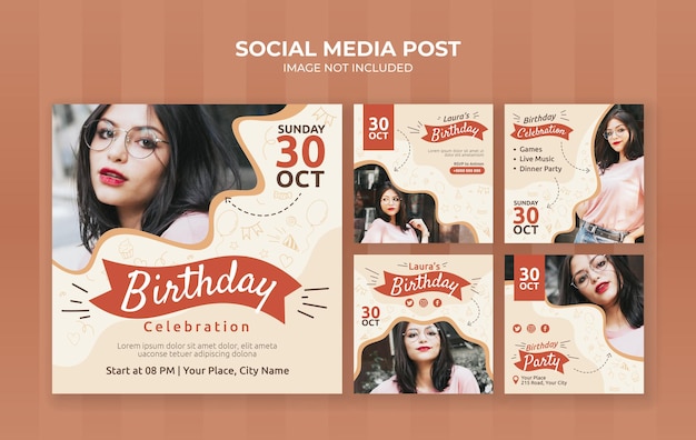 Vector birthday celebration social media post template