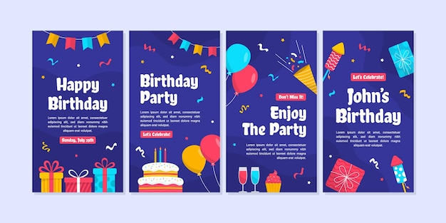 Birthday Celebration Social Media Stories Template Collection Set