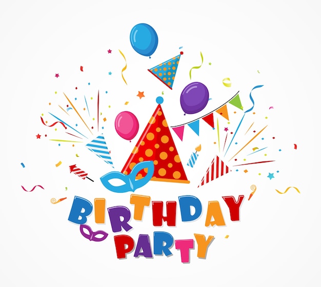 Premium Vector | Birthday celebration with confetti and party icon