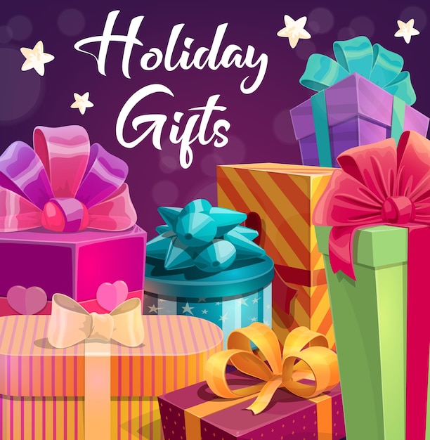 Vettore di regali avvolti per le vacanze di compleanno o di natale