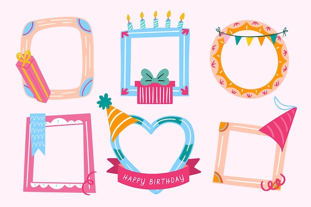 Vector birthday collage frames set