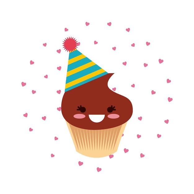 birthday cupcake cartoon icon 