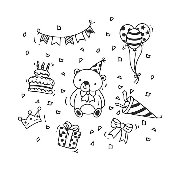 Birthday doodle set