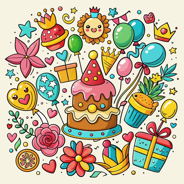 Vector birthday doodles