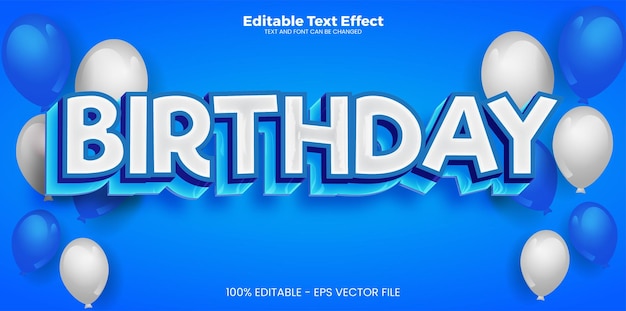Редактируемый текстовый эффект дня рождения в современном трендовом стиле