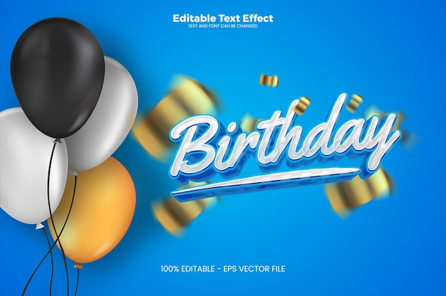 Vector birthday editable text effect in modern trend style