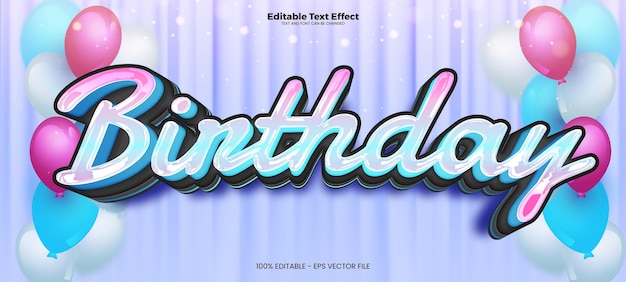 Vector birthday editable text effect in modern trend style