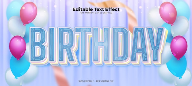 Birthday editable text effect in modern trend style