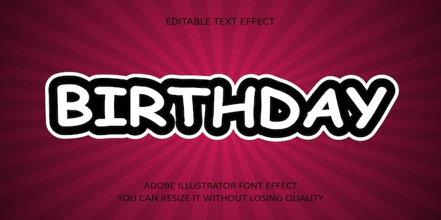 Birthday editable text effect