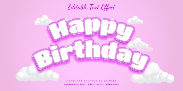 День рождения редактируемый текстовый эффект